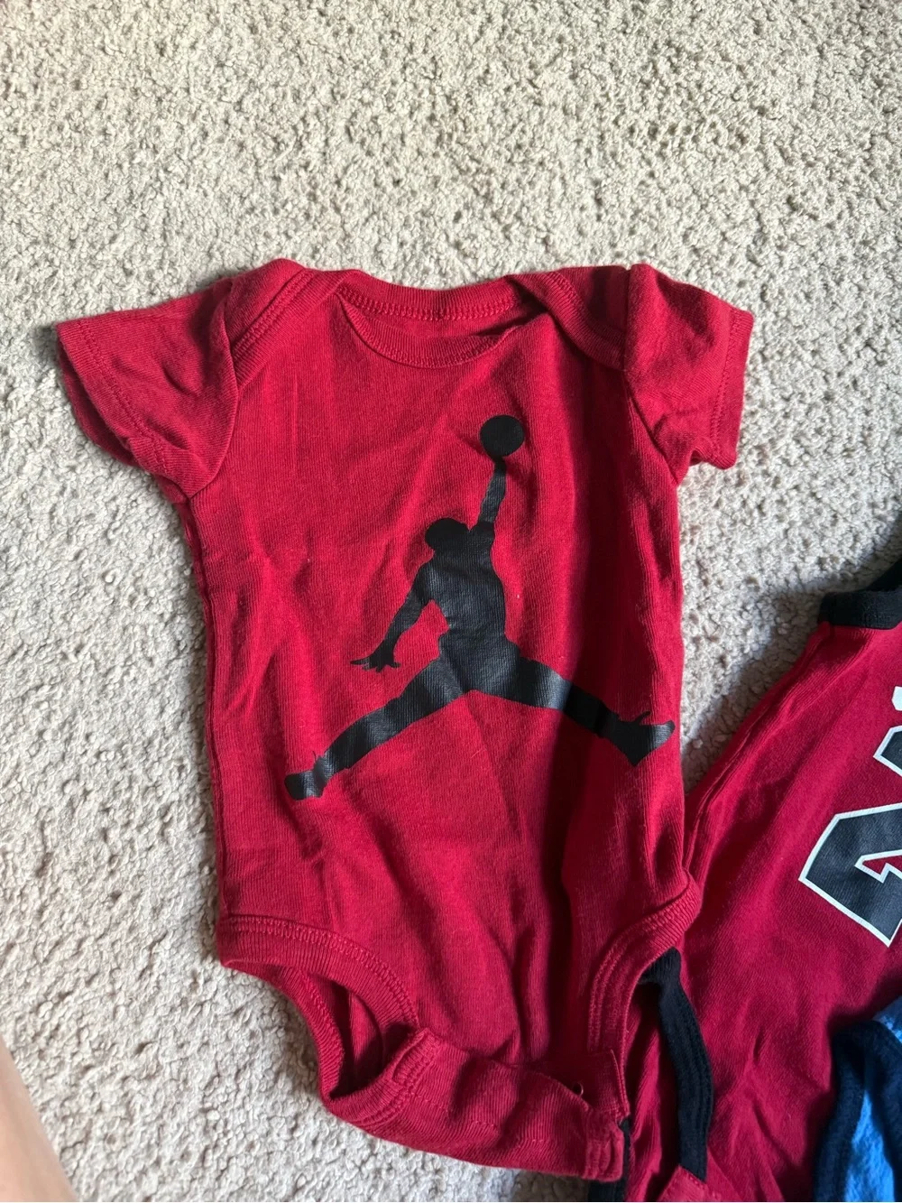 Jordan Infant Bodysuit bundle Set in Red, Blue & Black- size 6 months